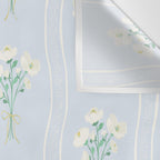 Delicate floral bouquets with vertical stripes - white jade green blue pattern Wall Tapestry Gallery Image 3