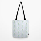 Delicate floral bouquets with vertical stripes - white jade green blue pattern Tote Bag Gallery Image 2