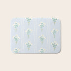 Delicate floral bouquets with vertical stripes - white jade green blue pattern Bath Mat Gallery Image 1
