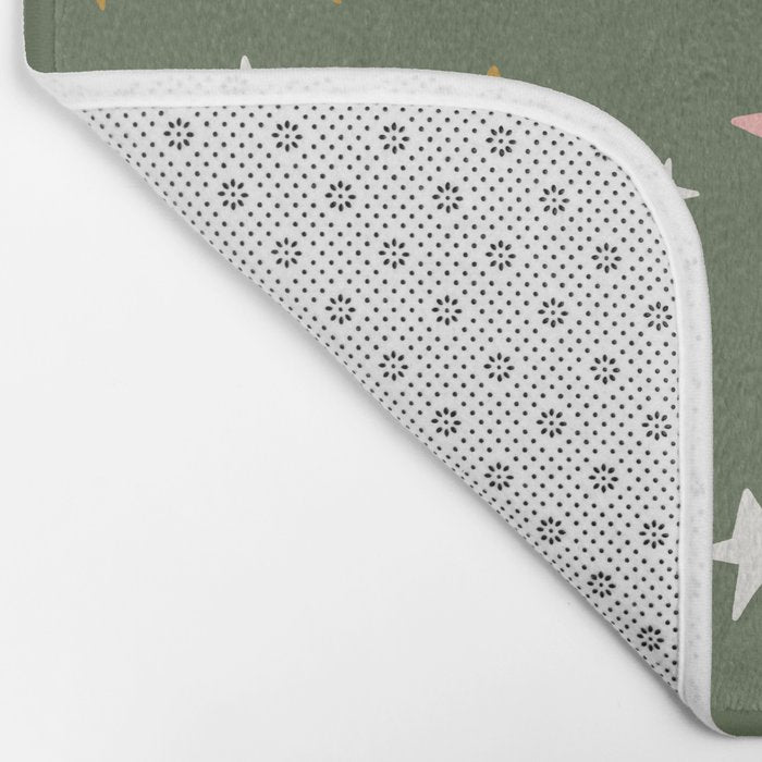 Stars Gold Cream Pink On Muted Green Bath Mat Gallery Image 2
