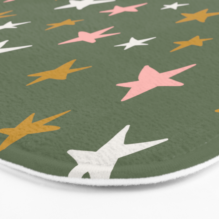 Stars Gold Cream Pink On Muted Green Bath Mat Gallery Image 3