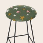 Stars Gold Cream Pink On Muted Green Stool Gallery Image 2