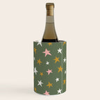 Stars Gold Cream Pink On Muted Green Wine Chiller Gallery Image 3