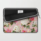Vintage green pink white bohemian hortensia flowers Laptop Sleeve Gallery Image 2