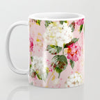 Vintage green pink white bohemian hortensia flowers Coffee Mug Gallery Image 3