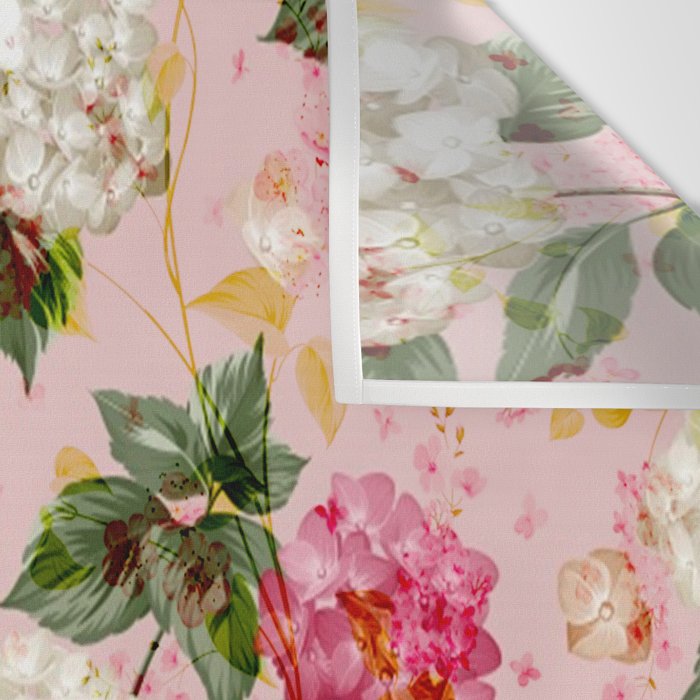 Vintage green pink white bohemian hortensia flowers Wall Tapestry Gallery Image 3