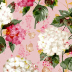 Vintage green pink white bohemian hortensia flowers Coffee Mug Gallery Image 2