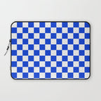 Checkerboard Check Checkered Pattern in Royal Blue and White  Laptop Sleeve Gallery Image 1