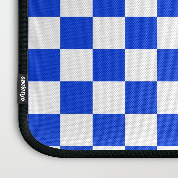 Checkerboard Check Checkered Pattern in Royal Blue and White  Laptop Sleeve Gallery Image 3