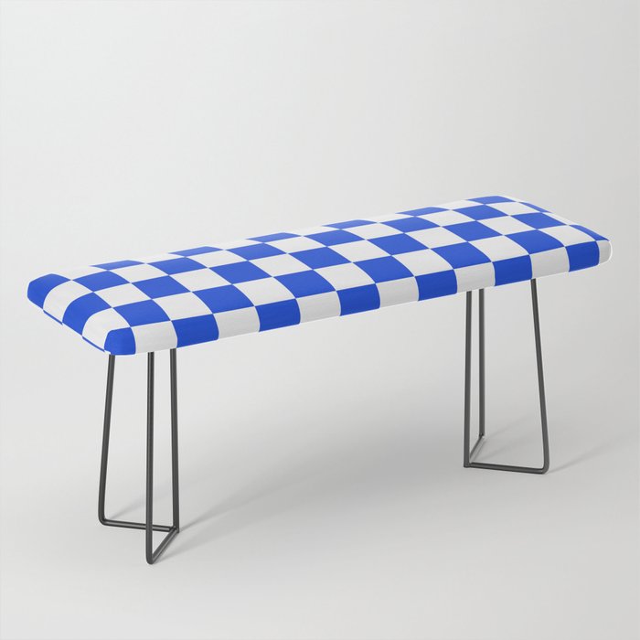Checkerboard Check Checkered Pattern in Royal Blue and White  Bench Gallery Image 1