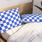 Checkerboard Check Checkered Pattern in Royal Blue and White  Pillow Sham Gallery Image 2