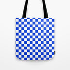 Checkerboard Check Checkered Pattern in Royal Blue and White  Tote Bag Gallery Image 1