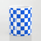 Checkerboard Check Checkered Pattern in Royal Blue and White  Coffee Mug Gallery Image 4