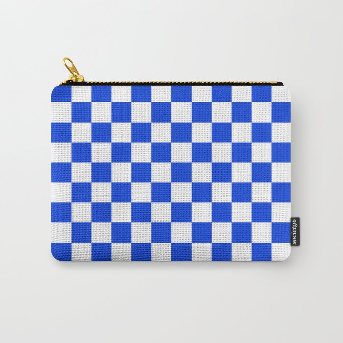 Checkerboard Check Checkered Pattern in Royal Blue and White  Carry All Pouch Gallery Image 1