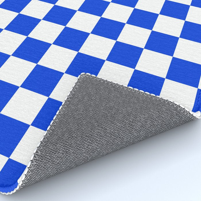 Checkerboard Check Checkered Pattern in Royal Blue and White  Rug Gallery Image 4