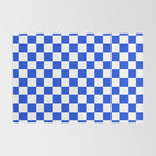 Checkerboard Check Checkered Pattern in Royal Blue and White  Rug Gallery Image 2