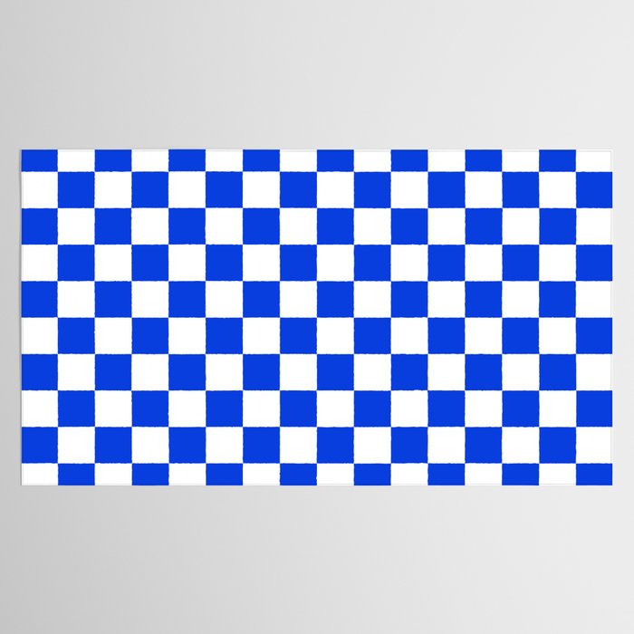 Checkerboard Check Checkered Pattern in Royal Blue and White  Tablecloth Gallery Image 2