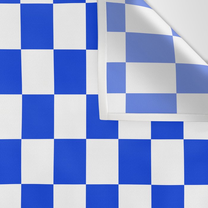 Checkerboard Check Checkered Pattern in Royal Blue and White  Wall Tapestry Gallery Image 3
