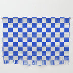 Checkerboard Check Checkered Pattern in Royal Blue and White  Wall Hanging Gallery Image 1
