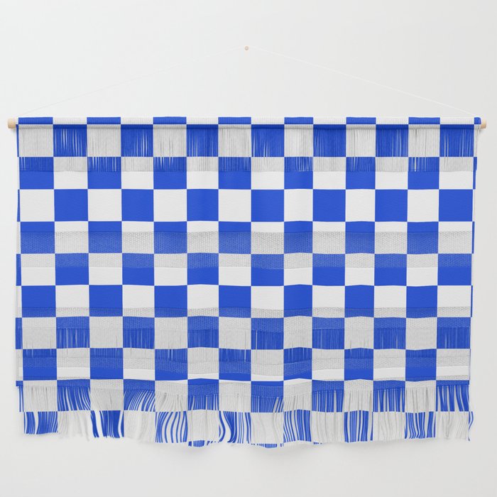 Checkerboard Check Checkered Pattern in Royal Blue and White  Wall Hanging Gallery Image 1