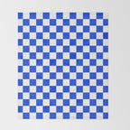 Checkerboard Check Checkered Pattern in Royal Blue and White  Throw Blanket Gallery Image 2