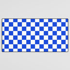 Checkerboard Check Checkered Pattern in Royal Blue and White  Desk Mat Gallery Image 3