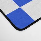 Checkerboard Check Checkered Pattern in Royal Blue and White  Desk Mat Gallery Image 4