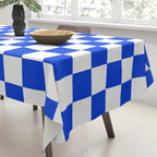 Checkerboard Check Checkered Pattern in Royal Blue and White  Tablecloth Gallery Image 3