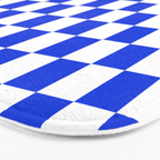 Checkerboard Check Checkered Pattern in Royal Blue and White  Bath Mat Gallery Image 3