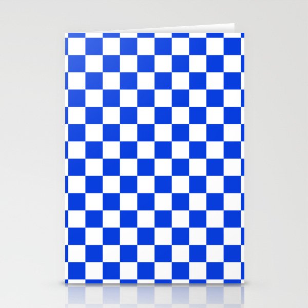 Checkerboard Check Checkered Pattern in Royal Blue and White  Stationery Card Gallery Image 2
