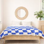 Checkerboard Check Checkered Pattern in Royal Blue and White  Duvet Cover Gallery Image 3