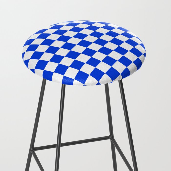 Checkerboard Check Checkered Pattern in Royal Blue and White  Stool Gallery Image 2