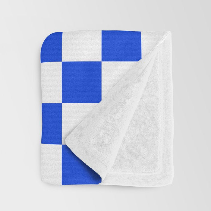 Checkerboard Check Checkered Pattern in Royal Blue and White  Throw Blanket Gallery Image 3