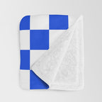 Checkerboard Check Checkered Pattern in Royal Blue and White  Throw Blanket Gallery Image 3
