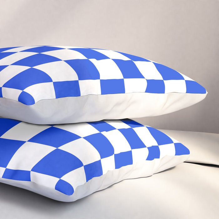 Checkerboard Check Checkered Pattern in Royal Blue and White  Pillow Sham Gallery Image 3