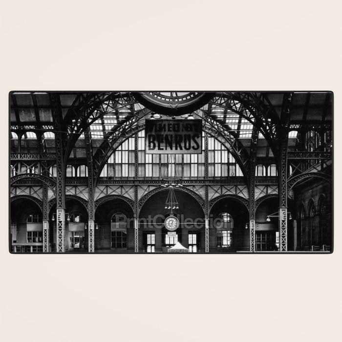 Penn Station 370 Seventh Avenue Train Station Concourse New York black and white photography - photo Desk Mat Gallery Image 3