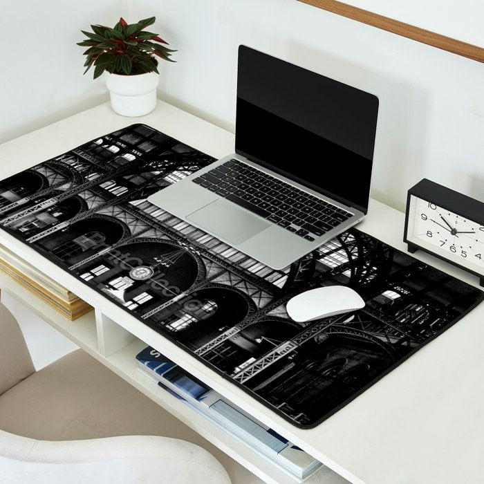 Penn Station 370 Seventh Avenue Train Station Concourse New York black and white photography - photo Desk Mat Gallery Image 2