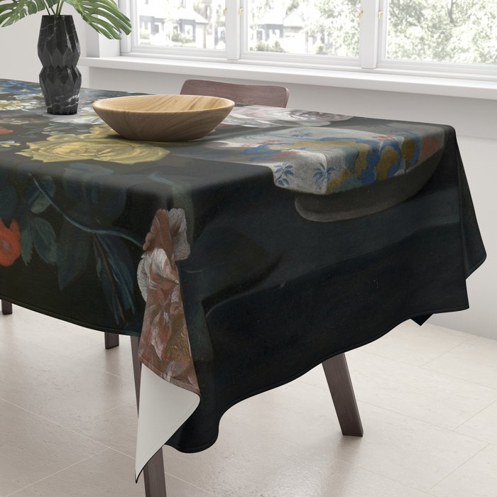 Flowers in a Chantilly Vase (c.1760) painting in high resolution by Louis Tessier.  Tablecloth Gallery Image 3