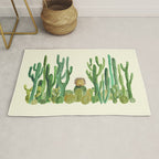 In my happy place - hedgehog meditating in cactus jungle Rug Gallery Image 1