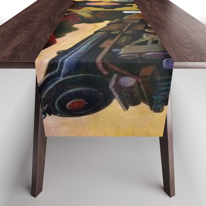 Classical Masterpiece - Instruments of Power - Train, Airplane, Steam by Thomas Hart Benton Table Runner Gallery Image 1