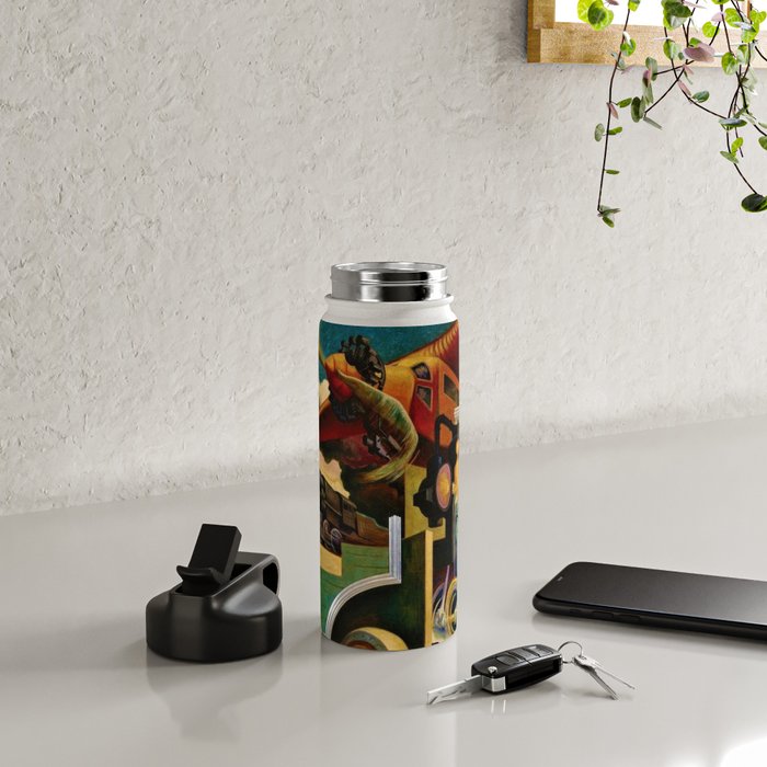 Classical Masterpiece - Instruments of Power - Train, Airplane, Steam by Thomas Hart Benton Water Bottle Gallery Image 4