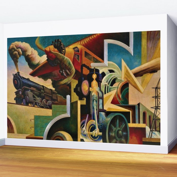Classical Masterpiece - Instruments of Power - Train, Airplane, Steam by Thomas Hart Benton Wall Mural Gallery Image 2
