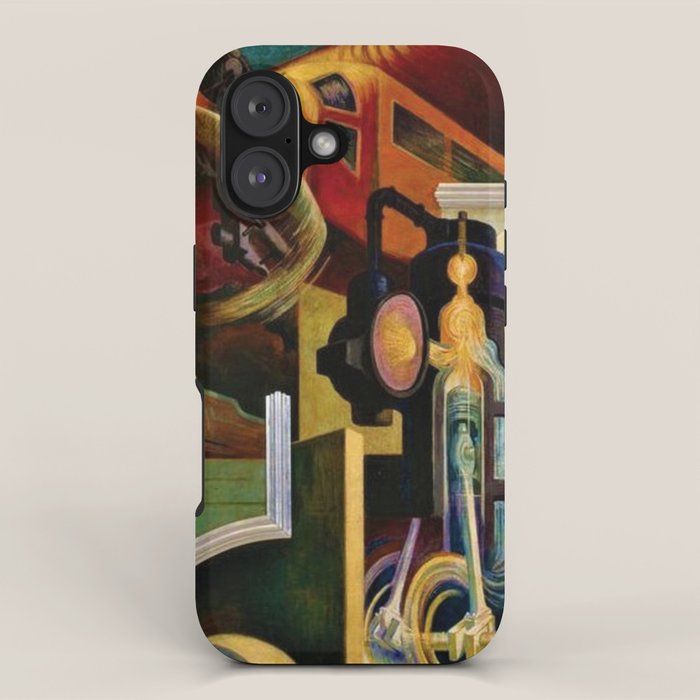 Classical Masterpiece - Instruments of Power - Train, Airplane, Steam by Thomas Hart Benton iPhone Case Gallery Image 1