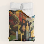 Classical Masterpiece - Instruments of Power - Train, Airplane, Steam by Thomas Hart Benton Comforter Gallery Image 6