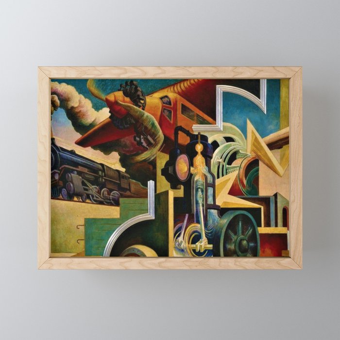 Classical Masterpiece - Instruments of Power - Train, Airplane, Steam by Thomas Hart Benton Mini Art Print Gallery Image 1