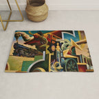 Classical Masterpiece - Instruments of Power - Train, Airplane, Steam by Thomas Hart Benton Rug Gallery Image 1