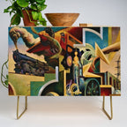 Classical Masterpiece - Instruments of Power - Train, Airplane, Steam by Thomas Hart Benton Credenza Gallery Image 1