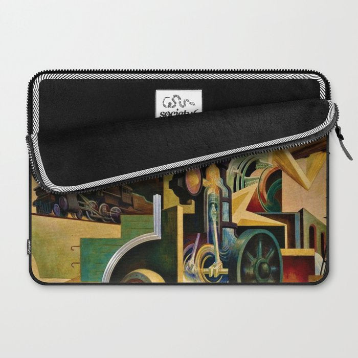 Classical Masterpiece - Instruments of Power - Train, Airplane, Steam by Thomas Hart Benton Laptop Sleeve Gallery Image 2