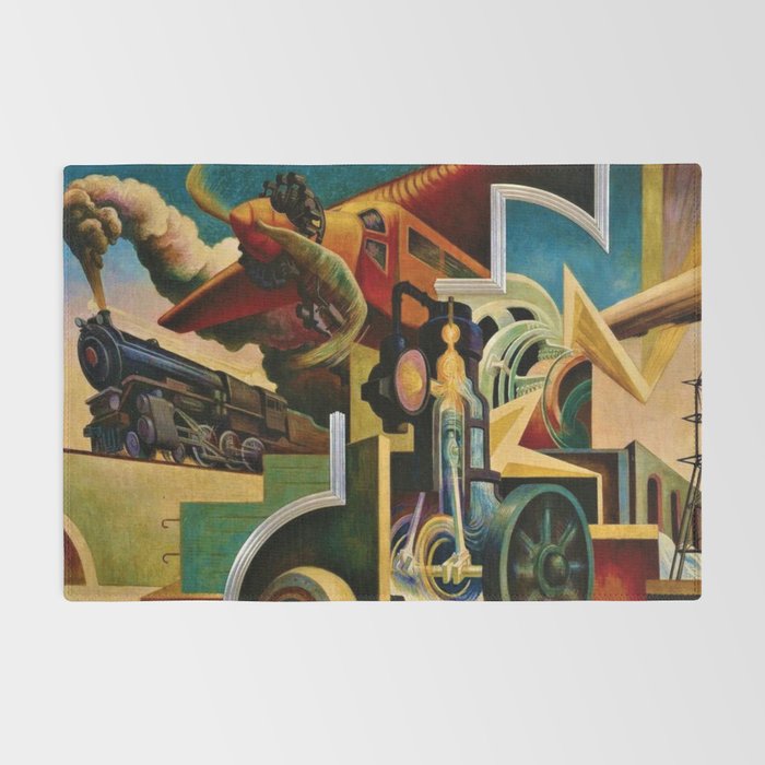Classical Masterpiece - Instruments of Power - Train, Airplane, Steam by Thomas Hart Benton Rug Gallery Image 2