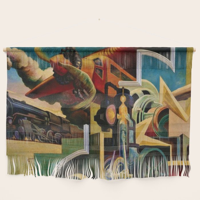 Classical Masterpiece - Instruments of Power - Train, Airplane, Steam by Thomas Hart Benton Wall Hanging Gallery Image 1